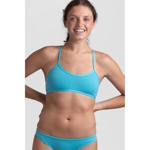 Jolyn Grayson‎ Active Scoop Back Tie Athletic Bikini Top in Hawaii Blue Sz Small